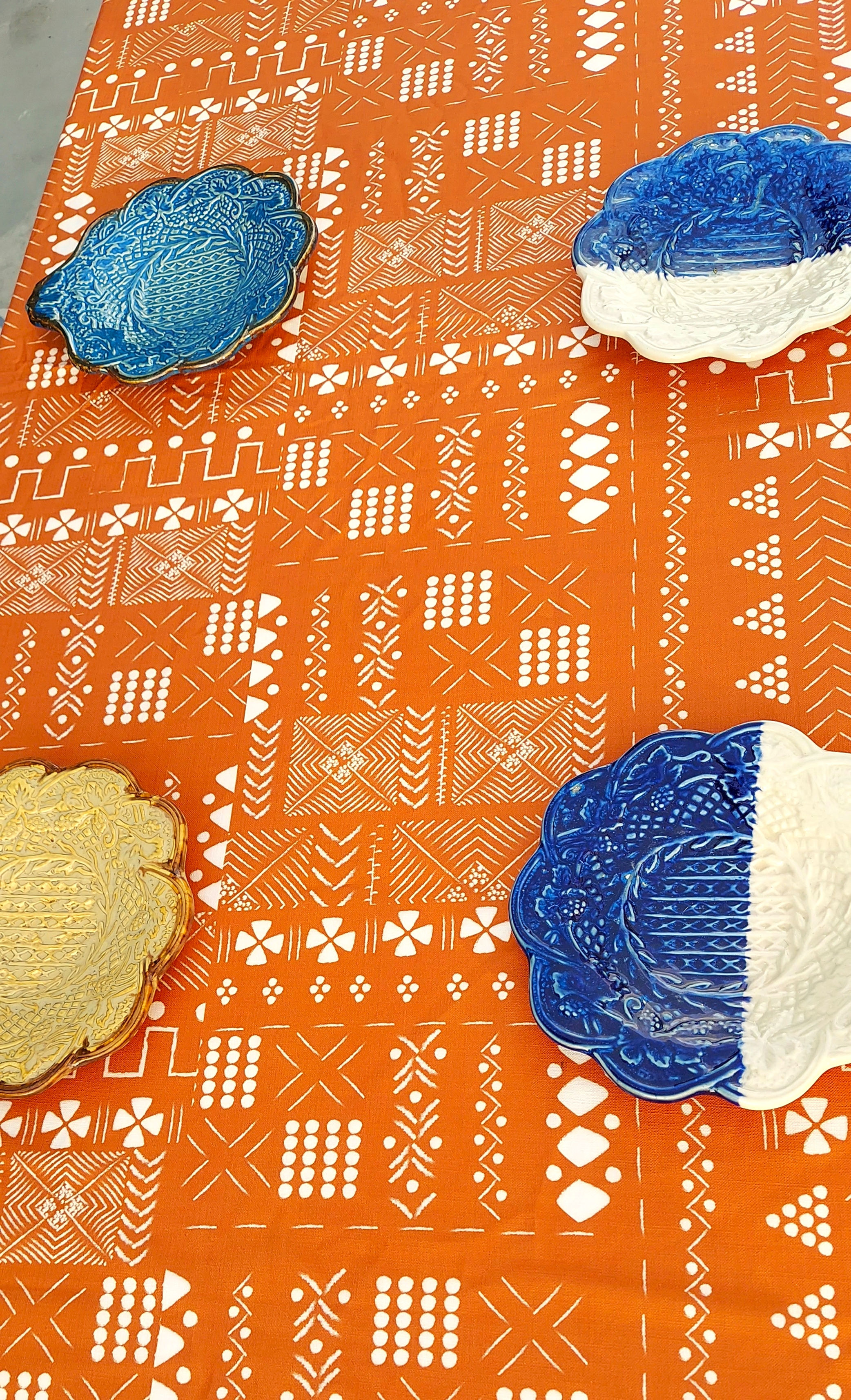 Terracotta Table Cover, Mud Cloth Table Cover