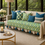 الصورة المصغرة: Green 4 Seater Sofa Cover With Tassels |Anti-Slip Slipcover for Living Room