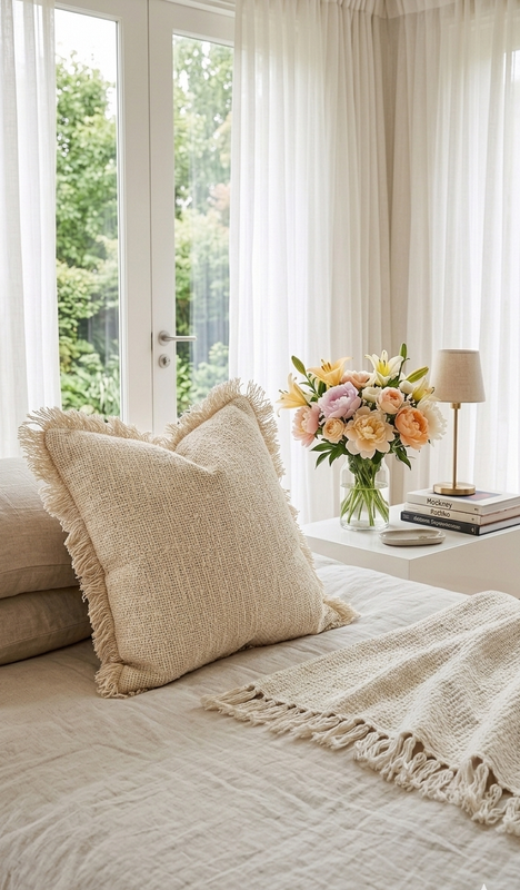 Thumbnail: Neutral Cotton Baskeweave   Square Sofa Cushion Cover 14x14 Inches