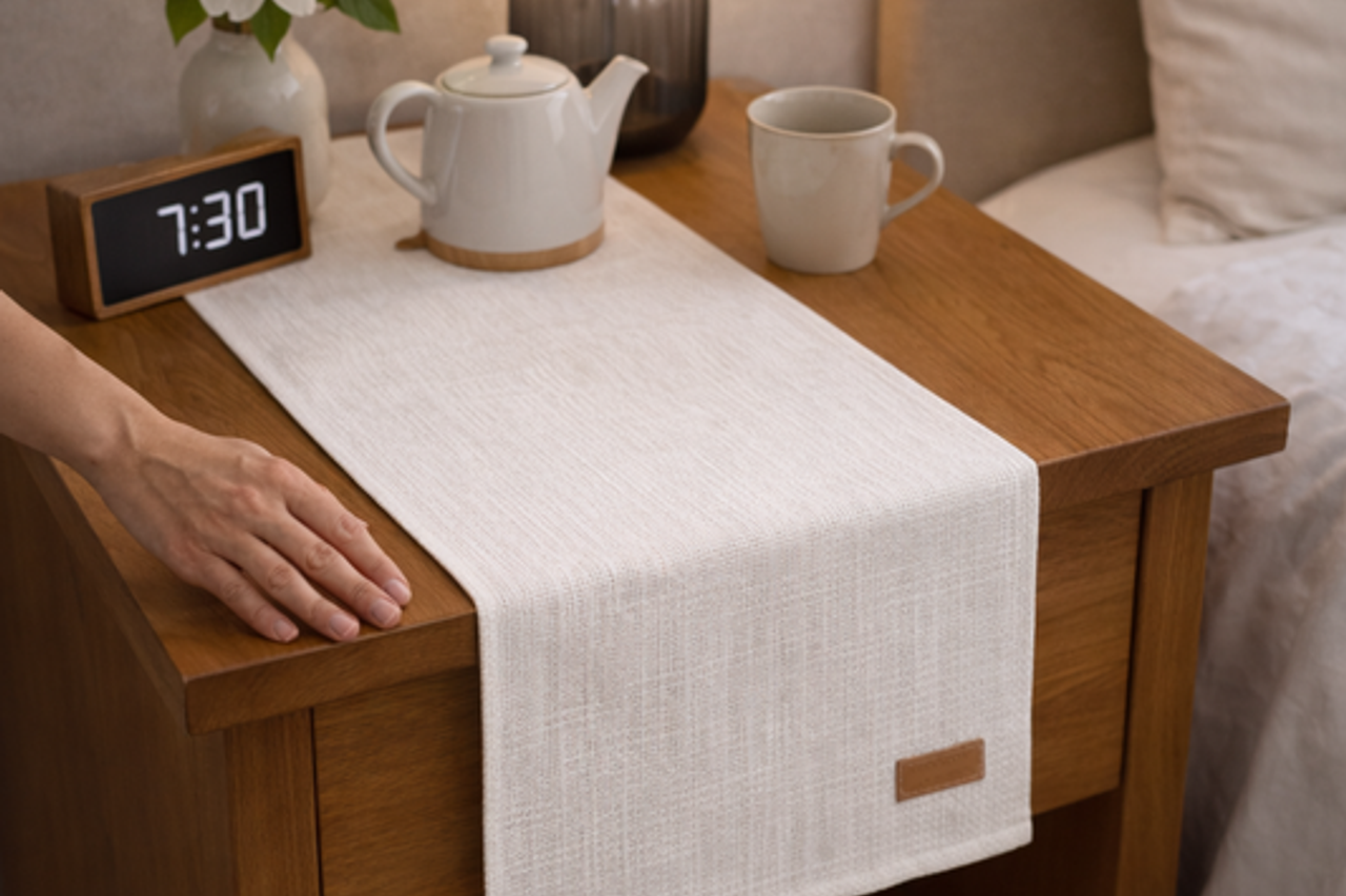 Cotton Neutral  Table Runner |Nightstand, Bed Side Table Cabinet