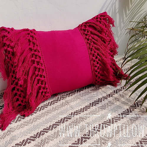 Fuchsia Fringe Rectangular Cushion Cover