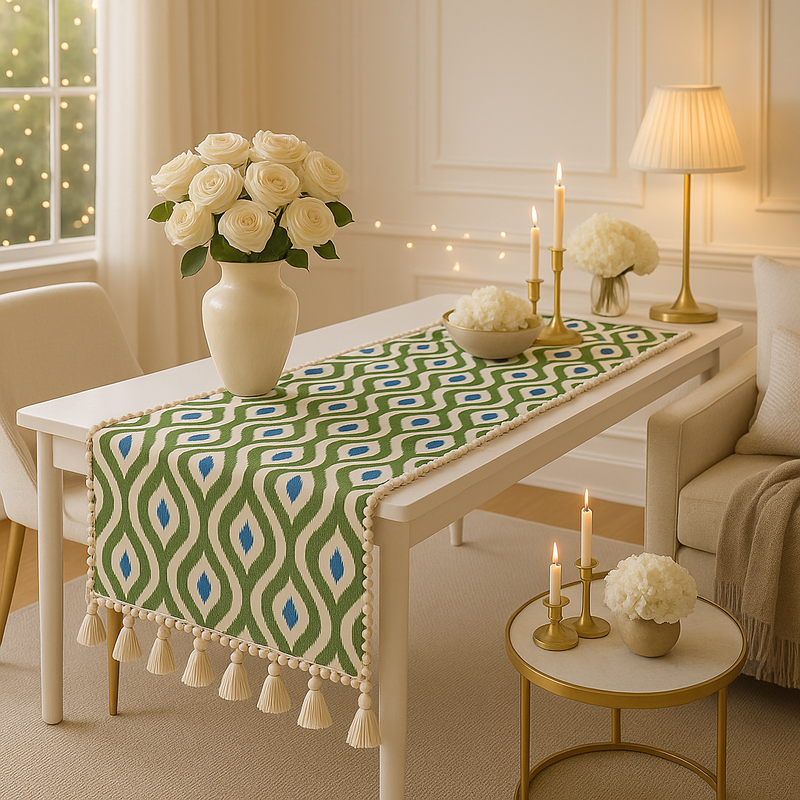 섬네일: Azure Ikat Multicoloured Table Runner |Nightstand, Bed Side Table Cabinet