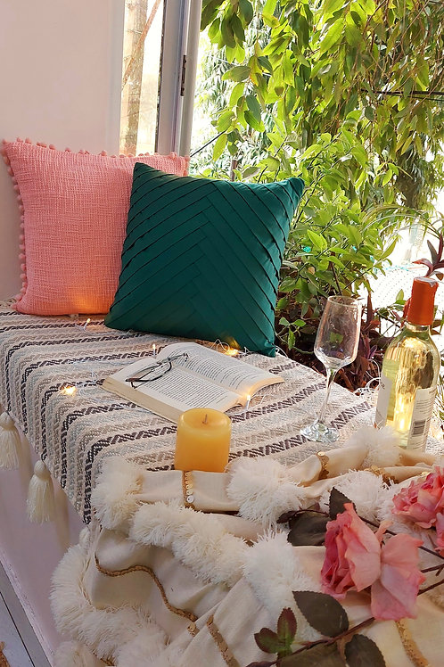 Green Pleated Luxe Cushion Cover
