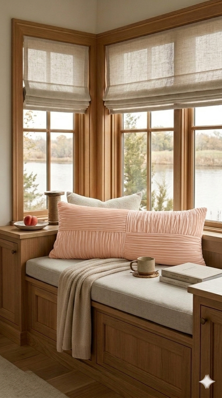 Miniatură: Blush Peach Patchwork Rectangular Full Body Bed Pillow Cover 12x36 Inches