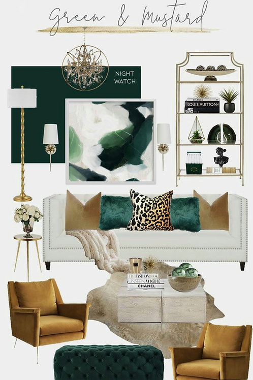 Green & Mustard Combo- 5 Cushions