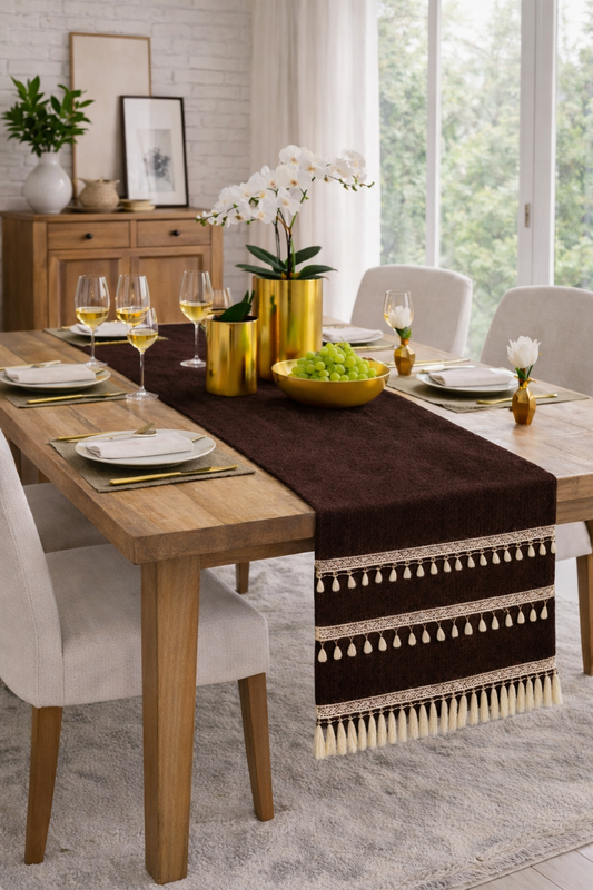 サムネイル： Dark Brown Table Runner |Dresser Drawer Cabinet Entry Console