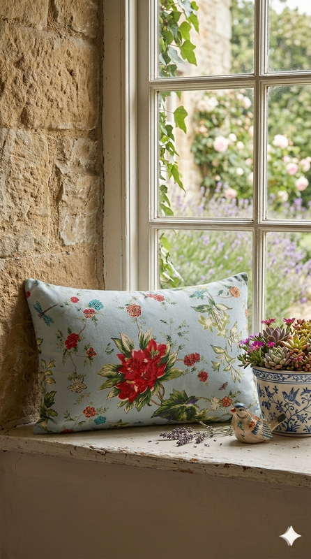 Miniatura: Vintage Botanical Floral  Rectangular Cushion Cover 12x20 Inches