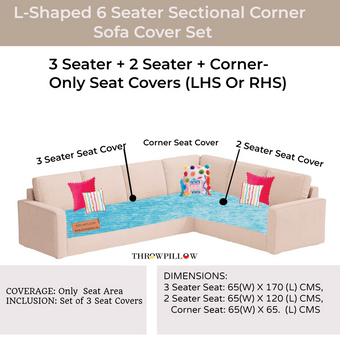 Ice Blue L Shape Corner Sofa Cover, Luxe Solid Sofa Cover