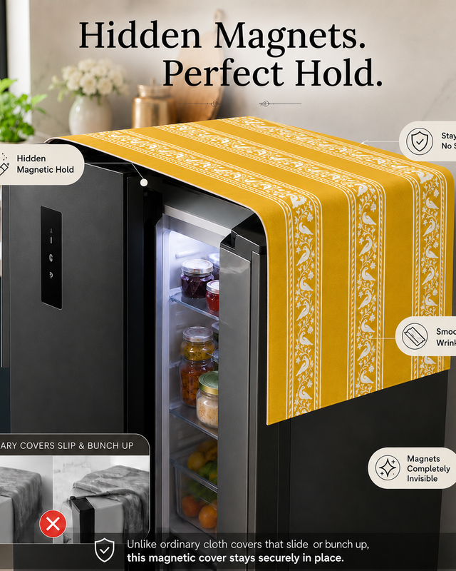 Μικρογραφία: Fridge Cover Four Door 400+ L|Decorative Tassels|Bird Pattern Fridge Top Cover