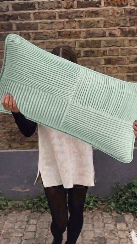 Miniature : mint green ribbed cushion  Rectangular Cushion Cover 14x36 Inches