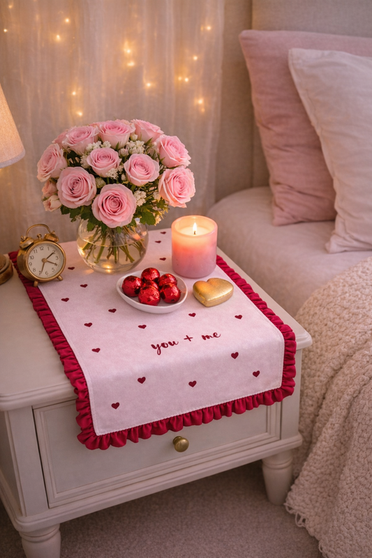 Miniatura: You + Me Valentine Table Runner |Nightstand, Bed Side Table Cabinet