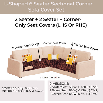 Dark Brown L Shape Corner Sofa Cover, Luxe Solid Sofa Cover