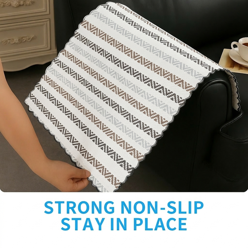 Thumbnail: Set Of 2 Arm Rest Covers|Herringbone Neutral Sofa Arm Covers |Hand Rest Covers