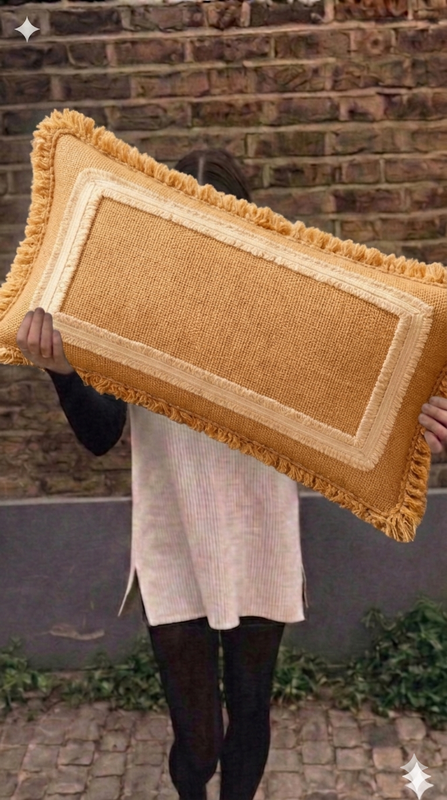 الصورة المصغرة: boho jute linen cushion cover Rectangular Full Body Bed Pillow Cover 12x48 Inche