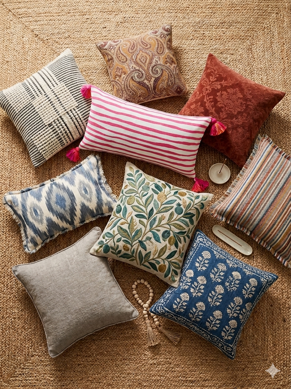 Thumbnail: Pink&White Striped Tassel Cushion  Rectangular Cushion Cover 12x24 Inches