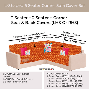 Orange L Shape Corner Sofa Cover, Luxe Solid Sofa Cover