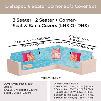 Ice Blue L Shape Corner Sofa Cover, Luxe Solid Sofa Cover