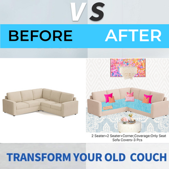 Ice Blue L Shape Corner Sofa Cover, Luxe Solid Sofa Cover