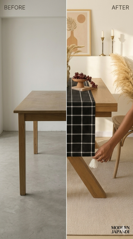 Miniatiūra: Scandinavian Black Cotton Table Runner |Dresser Drawer Cabinet Entry Console
