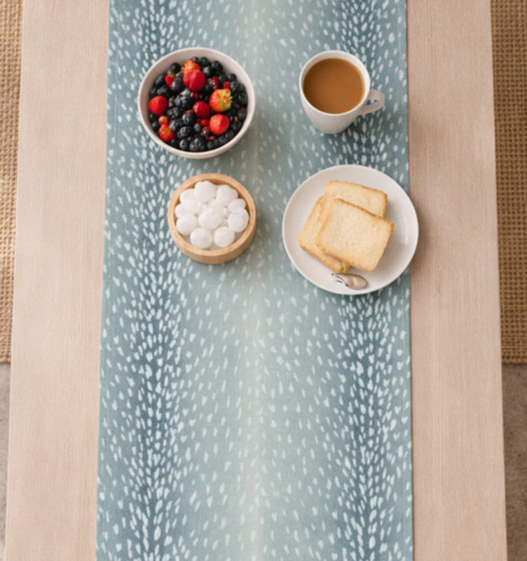 Thumbnail: Dusty Blue Antelope Print Table Runner Coffee Table, Living Room Sofa Table