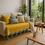 Imej kecil: Yellow 2 Seater Sofa Cover With Tassels|Boho Tassel Sofa Throw For Love Seat