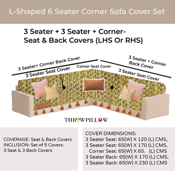 Thumbnail: L-Shaped Corner Sofa Cover, Solid Olive Green Sofa Cover With Golden Tassel