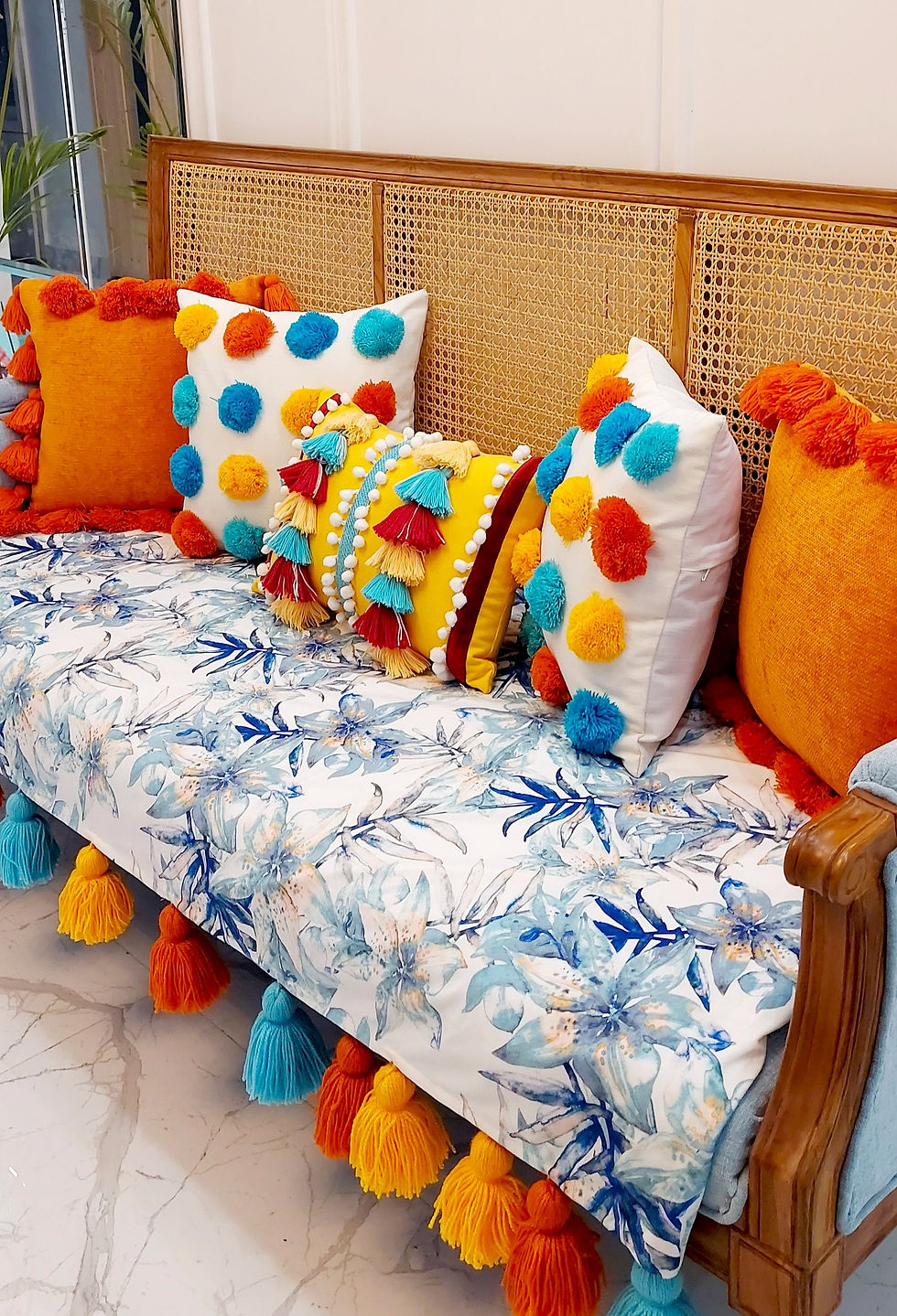 Thumbnail: Boho Pom Pom Cushion Cover