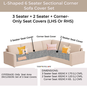 Light Grey L Shape Corner Sofa Cover, Luxe Solid Sofa Cover