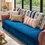 Thumbnail: 2 Seater Sofa Cover With Tassels: Teal Blue Bohemian Embroidered Back Cover