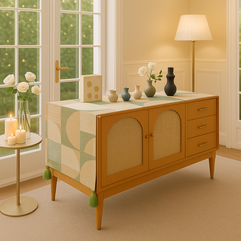 الصورة المصغرة: Abstract Harmony Multicoloured Table Runner Coffee Table, Living Room Sofa Table