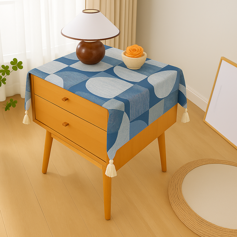縮圖：Blue Geometric Multicoloured Table Runner |Nightstand, Bed Side Table Cabinet