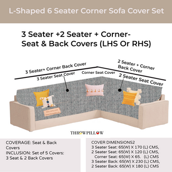 Light Grey L Shape Corner Sofa Cover, Luxe Solid Sofa Cover