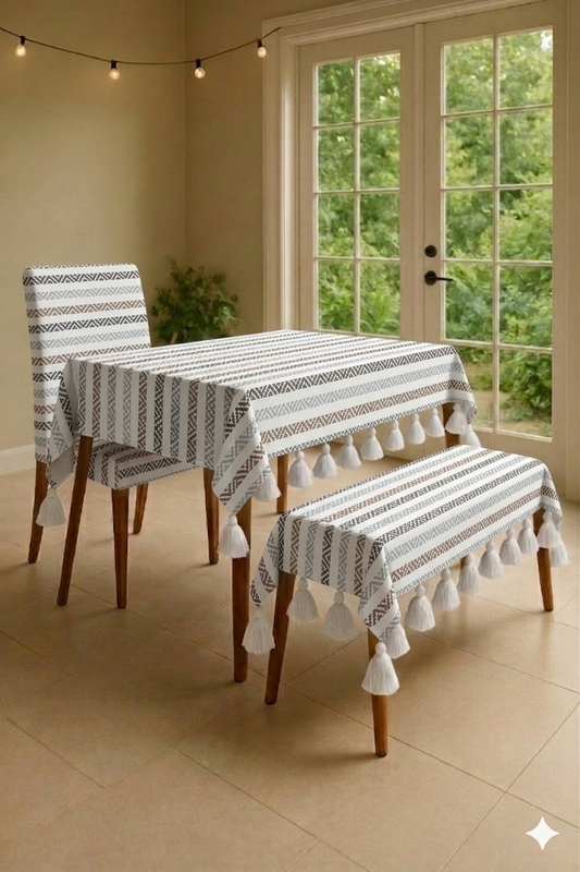 Thumbnail: Bench Cover 2.5 Ft Single Seater Bench/ Bench|Herringbone Neutral Bench Cover