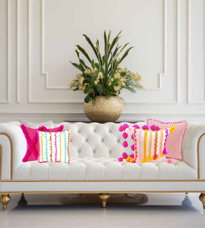 Minijatura: Boho Braided Decorative Woven with Tassels Square Cushion Cover 16x16 Inches