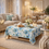 Miniatura: Blue Bloom Printed Boho Center Table Cover|Table Cloth Living Room Decor