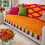 Thumbnail: 3 Seater Sofa Cover With Tassels:Orange Tufted Embroidered Back Cover