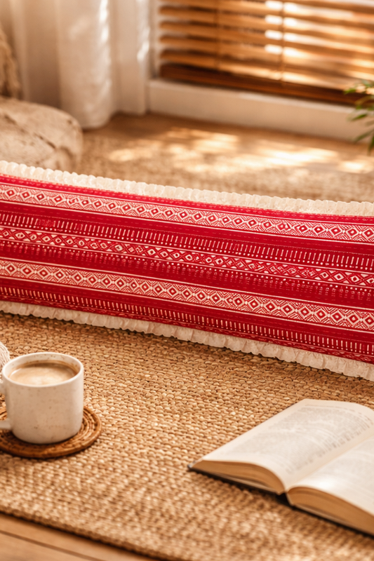 Thumbnail: Red Cotton Tribal Sofa D�cor Rectangular Full Body Bed Pillow Cover 12x36 Inches