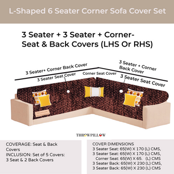 Dark Brown L Shape Corner Sofa Cover, Luxe Solid Sofa Cover