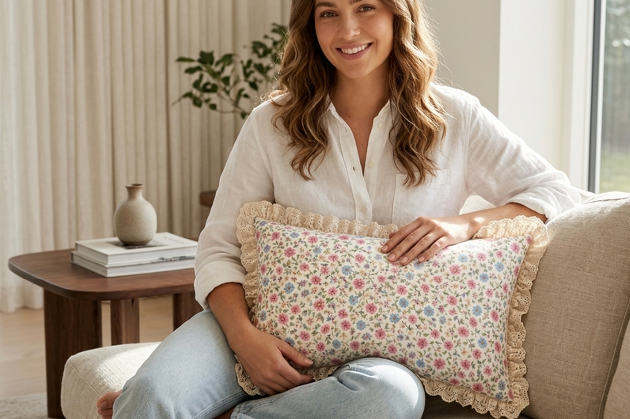 satin floral cushion cover Rectangular Cushion Cover 14x30 Inches