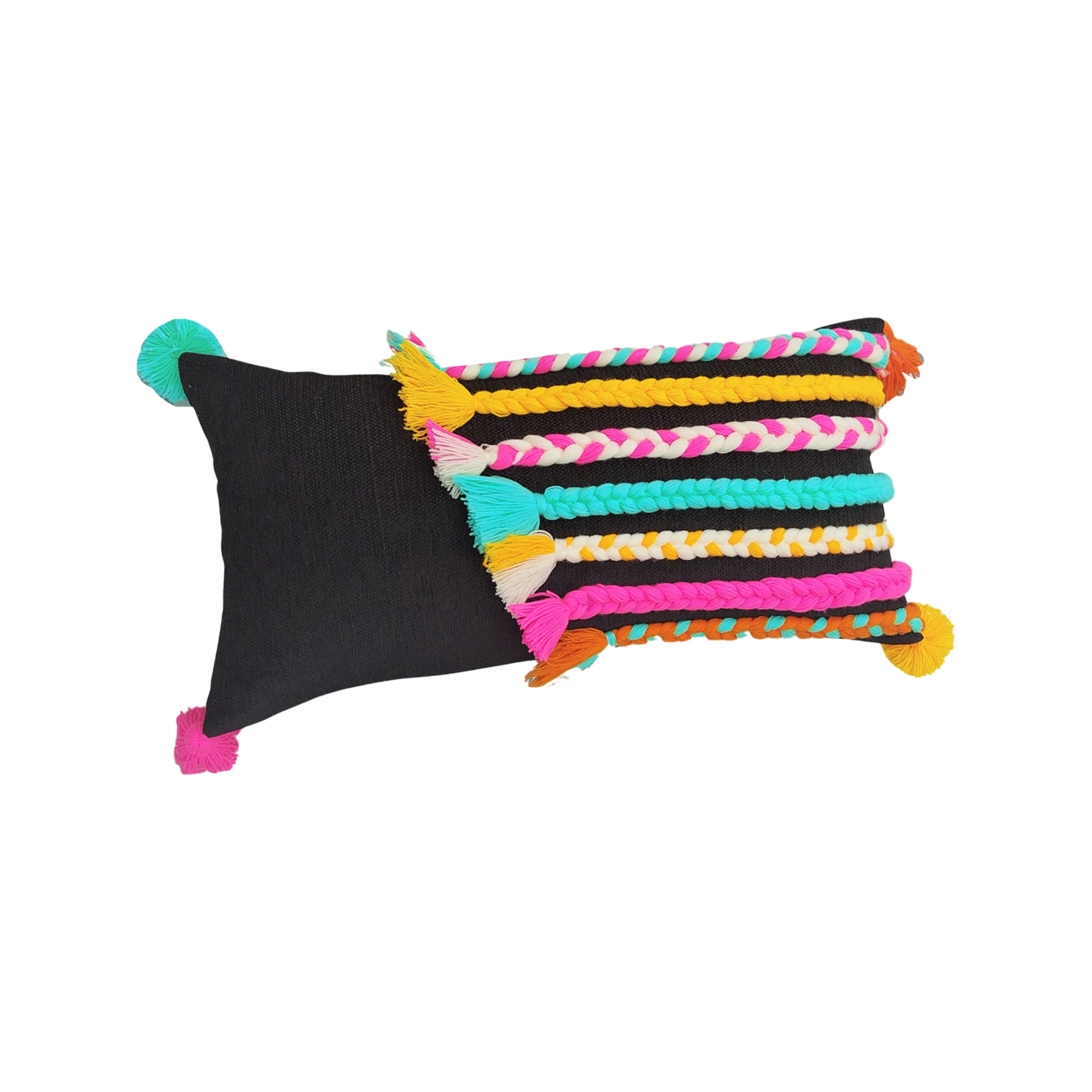 Perry Black Braided Cushion Cover