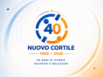 Logo del quarantennale di Nuovo Cortile 1986-2026