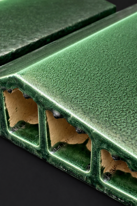 Image of individual tile and custom Tichelaar glaze