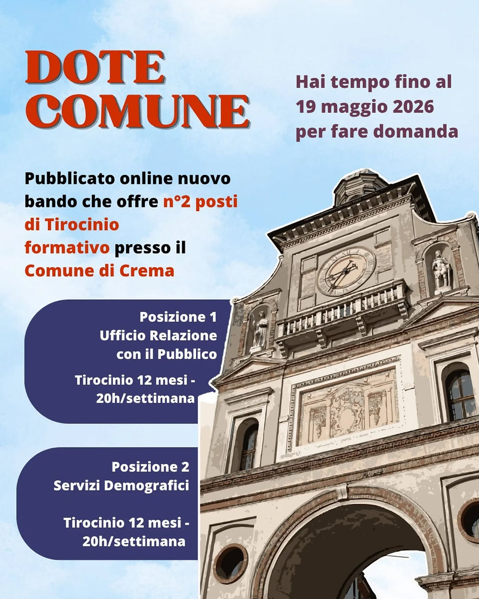 Crema: aperto il bando per Dote Comune