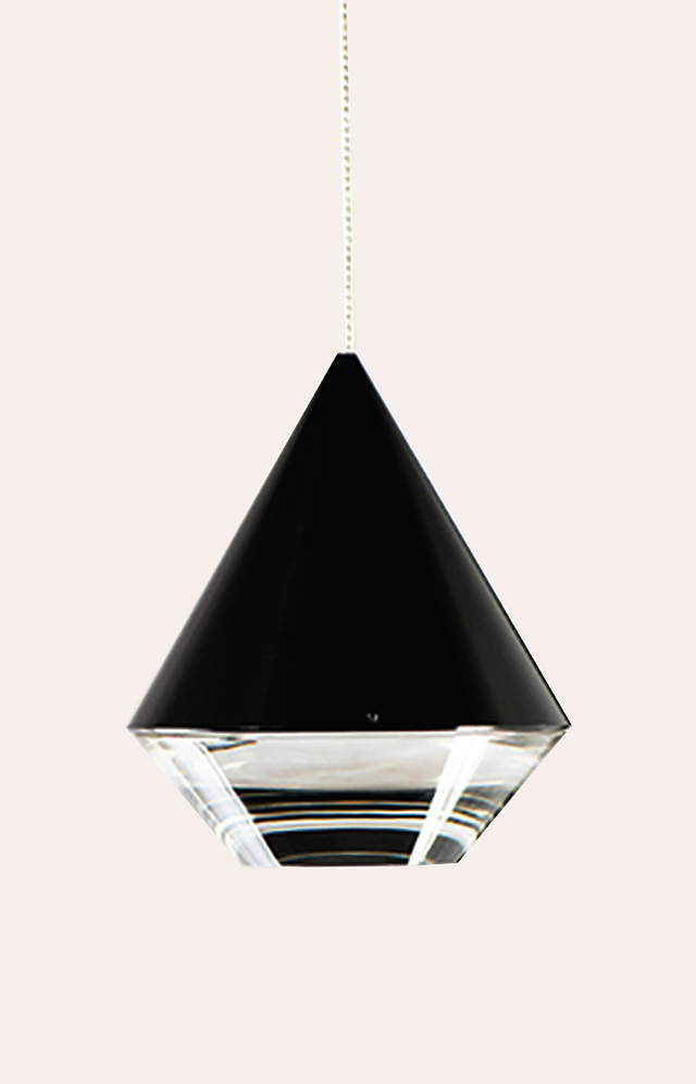 Archilume LED pendant light black and clear glass shade