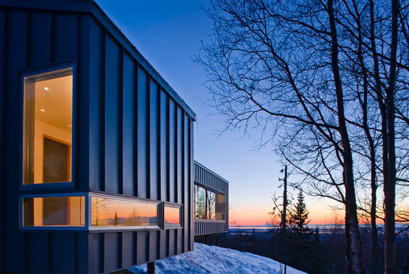 side of house at dusk in Alaska