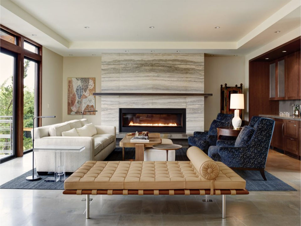 modern luxury living room marble fireplace
