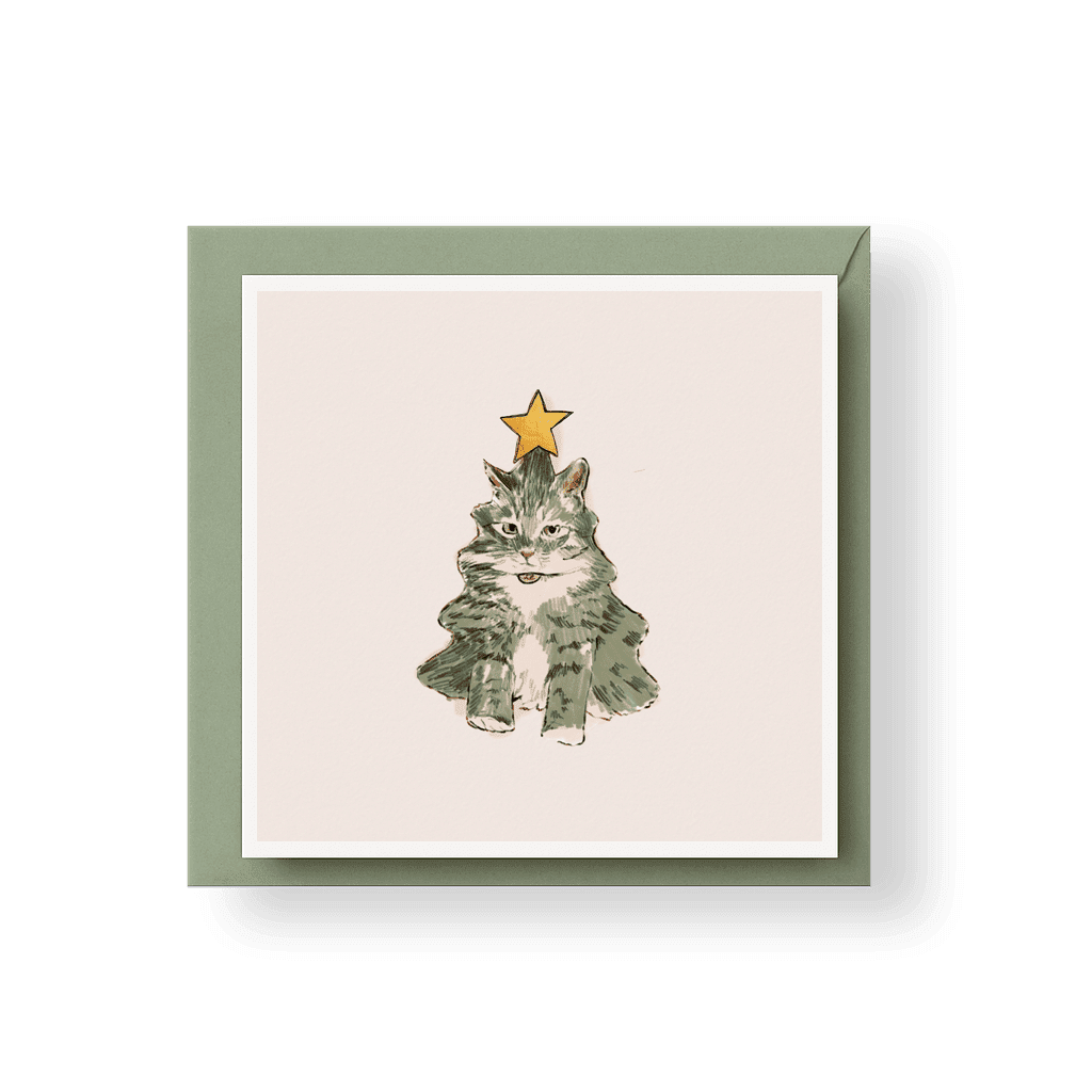 Tarjeta de Navidad - Gato árbol