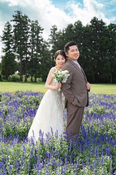 紫色花海新人合影濟州婚紗照 濟州婚紗攝影 One Plus One Wedding