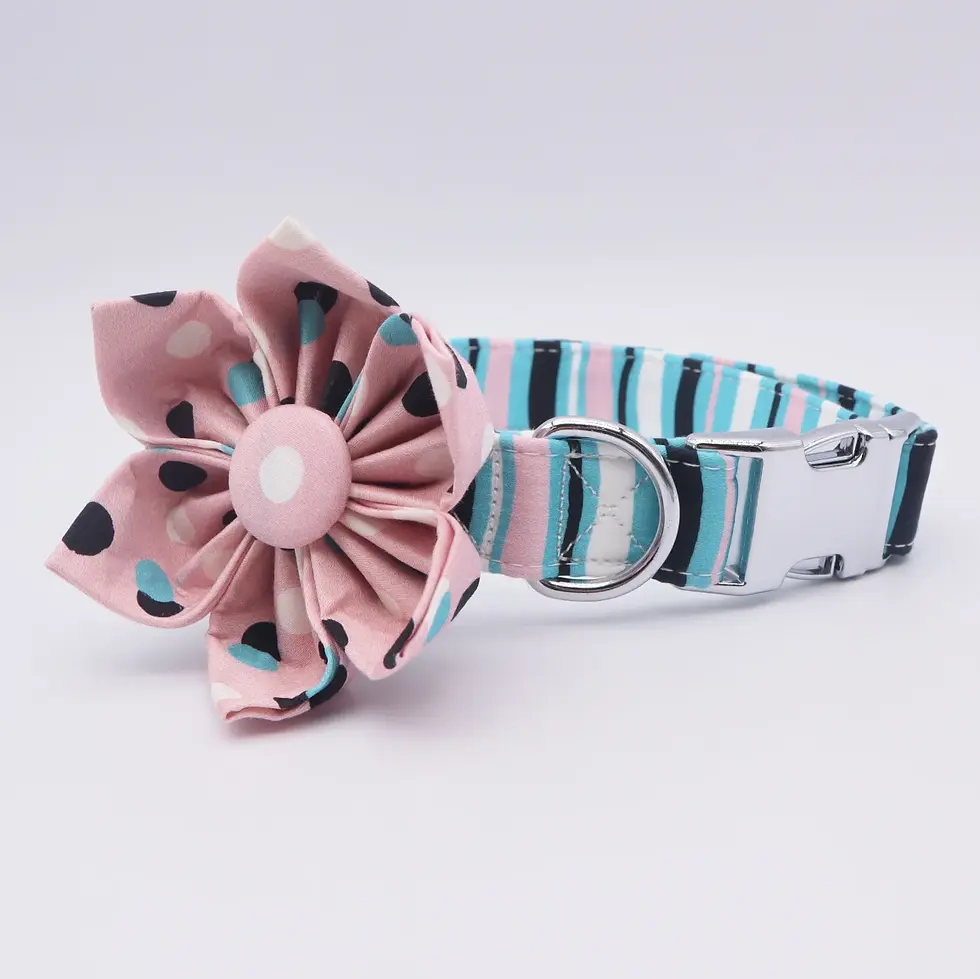 Thumbnail: Dots & Stripes Collar & Flower