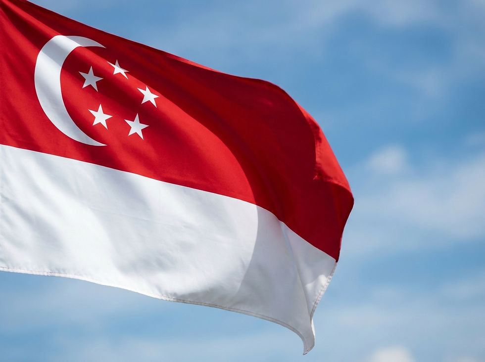 Singapore national flag waving